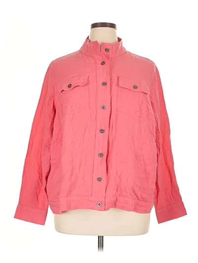 Pre-owned Coldwater Creek 3/4 Sleeve Button Down Shirt In Pink