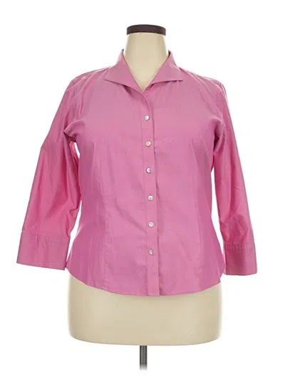Pre-owned Coldwater Creek 3/4 Sleeve Button Down Shirt In Pink