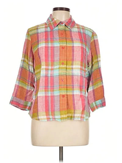 Pre-owned Coldwater Creek 3/4 Sleeve Button Down Shirt In Pink