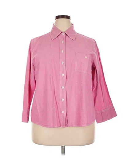 Pre-owned Coldwater Creek 3/4 Sleeve Button Down Shirt In Pink