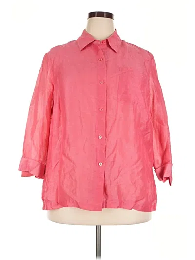 Pre-owned Coldwater Creek 3/4 Sleeve Button Down Shirt In Pink