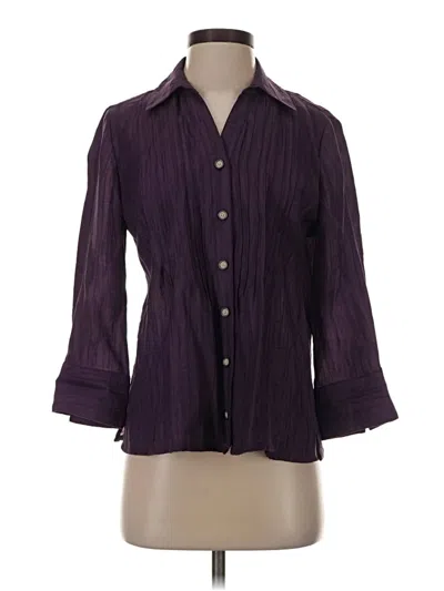 Pre-owned Coldwater Creek 3/4 Sleeve Button Down Shirt In Purple