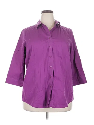 Pre-owned Coldwater Creek 3/4 Sleeve Button Down Shirt In Purple