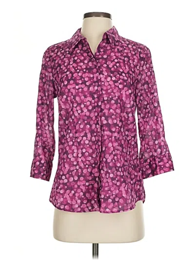 Pre-owned Coldwater Creek 3/4 Sleeve Button Down Shirt In Purple