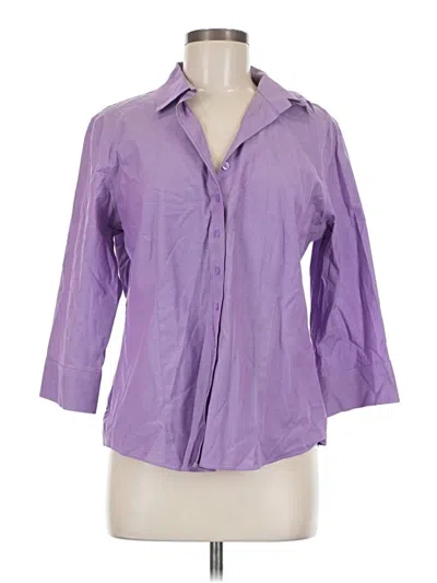 Pre-owned Coldwater Creek 3/4 Sleeve Button Down Shirt In Purple