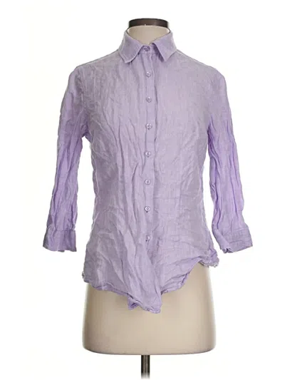 Pre-owned Coldwater Creek 3/4 Sleeve Button Down Shirt In Purple