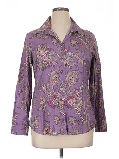 Pre-owned Coldwater Creek 3/4 Sleeve Button Down Shirt In Purple