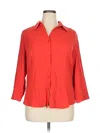 Coldwater Creek 3/4 Sleeve Button Down Shirt In Red