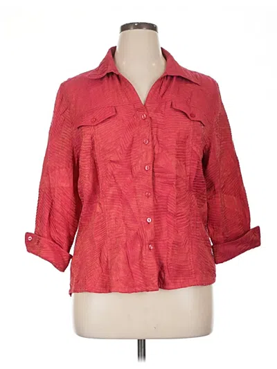 Pre-owned Coldwater Creek 3/4 Sleeve Button Down Shirt In Red