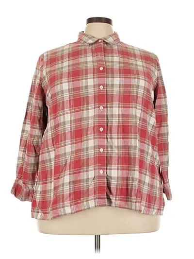 Pre-owned Coldwater Creek 3/4 Sleeve Button Down Shirt In Red