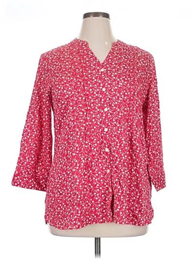 Pre-owned Coldwater Creek 3/4 Sleeve Button Down Shirt In Red