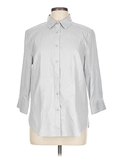 Pre-owned Coldwater Creek 3/4 Sleeve Button Down Shirt In Silver
