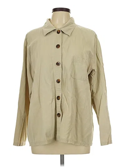 Pre-owned Coldwater Creek 3/4 Sleeve Button Down Shirt In Tan