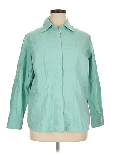 Pre-owned Coldwater Creek 3/4 Sleeve Button Down Shirt In Teal