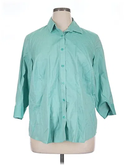 Pre-owned Coldwater Creek 3/4 Sleeve Button Down Shirt In Teal