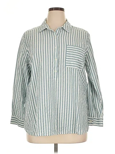 Pre-owned Coldwater Creek 3/4 Sleeve Button Down Shirt In Teal