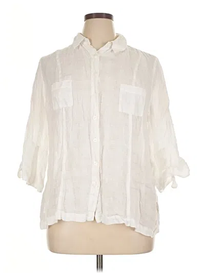 Pre-owned Coldwater Creek 3/4 Sleeve Button Down Shirt In White