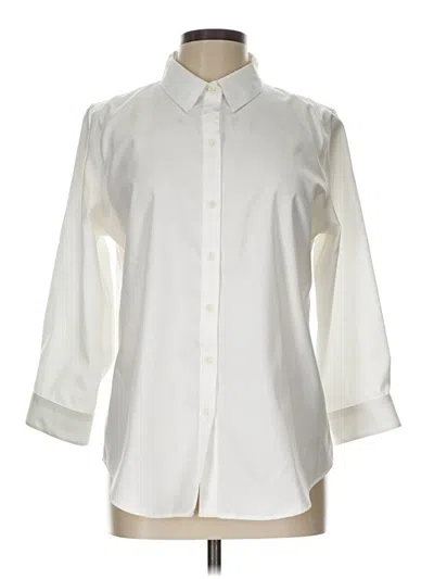 Pre-owned Coldwater Creek 3/4 Sleeve Button Down Shirt In White
