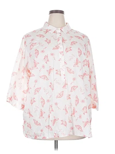 Pre-owned Coldwater Creek 3/4 Sleeve Button Down Shirt In White