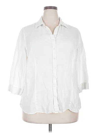Pre-owned Coldwater Creek 3/4 Sleeve Button Down Shirt In White