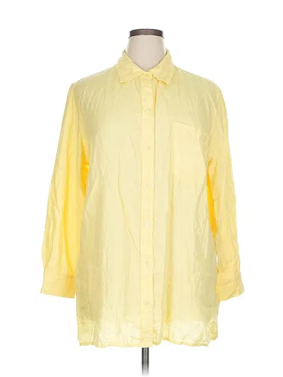 Pre-owned Coldwater Creek 3/4 Sleeve Button Down Shirt In Yellow
