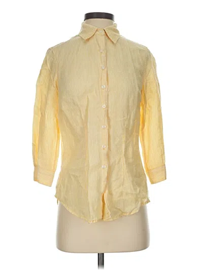 Pre-owned Coldwater Creek 3/4 Sleeve Button Down Shirt In Yellow