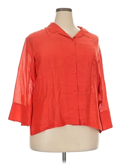 Pre-owned Coldwater Creek 3/4 Sleeve Silk Top Orange Cowl Neck Tops