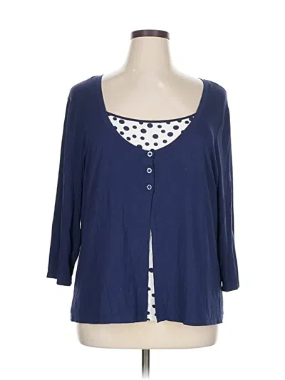 Pre-owned Coldwater Creek 3/4 Sleeve T-shirt In Blue