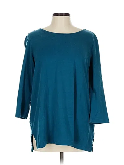 Pre-owned Coldwater Creek 3/4 Sleeve T-shirt In Blue