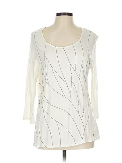 Pre-owned Coldwater Creek 3/4 Sleeve T-shirt In White