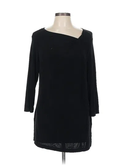 Pre-owned Coldwater Creek 3/4 Sleeve Top Black Boatneck Tops