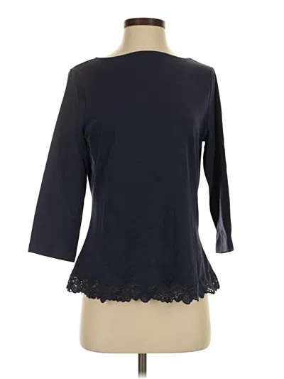 Pre-owned Coldwater Creek 3/4 Sleeve Top Black Boatneck Tops