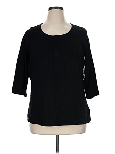 Pre-owned Coldwater Creek 3/4 Sleeve Top Black Boatneck Tops
