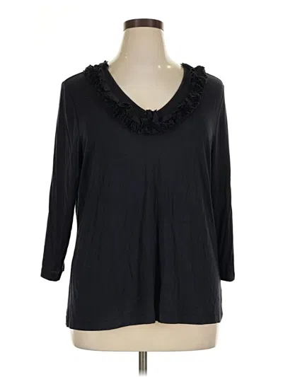 Pre-owned Coldwater Creek 3/4 Sleeve Top Black Cowl Neck Tops