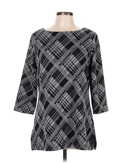 Pre-owned Coldwater Creek 3/4 Sleeve Top Black Square Neckline Tops
