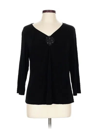 Pre-owned Coldwater Creek 3/4 Sleeve Top Black Sweetheart Neckline Tops