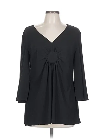 Pre-owned Coldwater Creek 3/4 Sleeve Top Black Sweetheart Neckline Tops