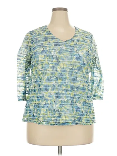 Pre-owned Coldwater Creek 3/4 Sleeve Top Blue Keyhole Neckline Tops