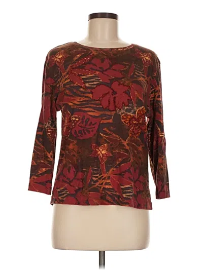 Pre-owned Coldwater Creek 3/4 Sleeve Top Burgundy Boatneck Tops