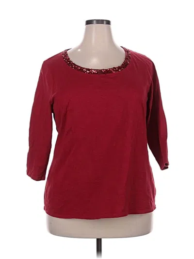 Pre-owned Coldwater Creek 3/4 Sleeve Top Burgundy Scoop Neck Tops