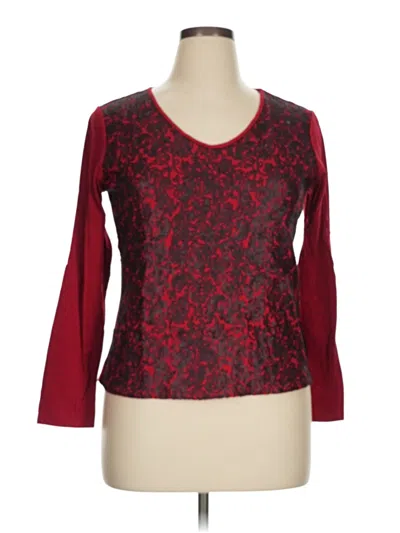 Pre-owned Coldwater Creek 3/4 Sleeve Top Burgundy V-neck Tops