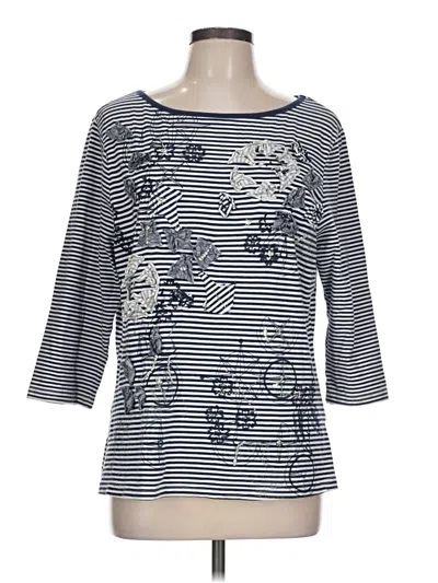 Pre-owned Coldwater Creek 3/4 Sleeve Top Gray Boatneck Tops
