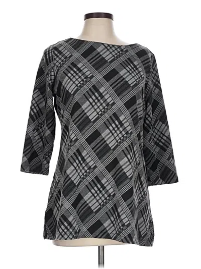 Pre-owned Coldwater Creek 3/4 Sleeve Top Gray Boatneck Tops