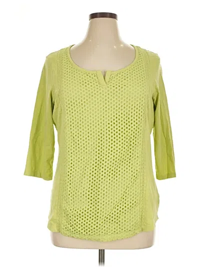 Pre-owned Coldwater Creek 3/4 Sleeve Top Green Scoop Neck Tops