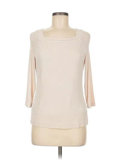 Pre-owned Coldwater Creek 3/4 Sleeve Top Ivory Boatneck Tops In White