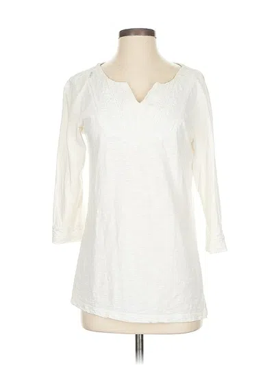 Pre-owned Coldwater Creek 3/4 Sleeve Top Ivory V Neck Tops In White