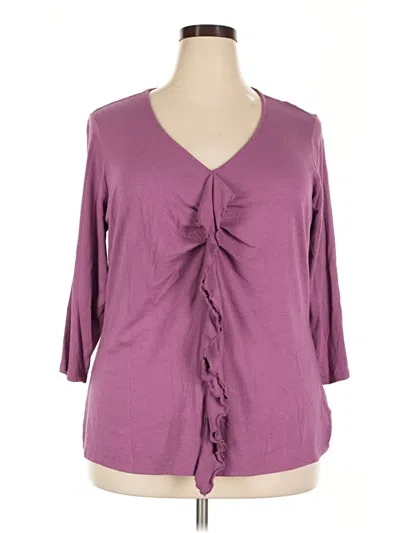 Pre-owned Coldwater Creek 3/4 Sleeve Top Purple Sweetheart Neckline Tops