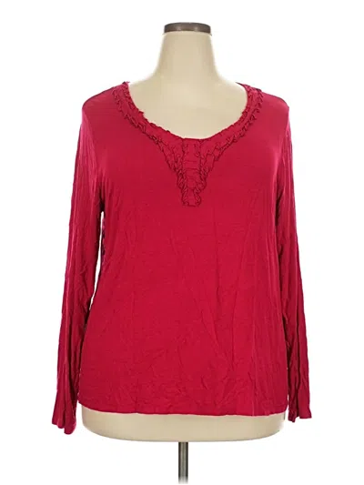 Pre-owned Coldwater Creek 3/4 Sleeve Top Red Scoop Neck Tops