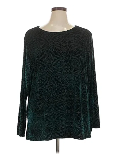 Pre-owned Coldwater Creek 3/4 Sleeve Top Teal Boatneck Tops