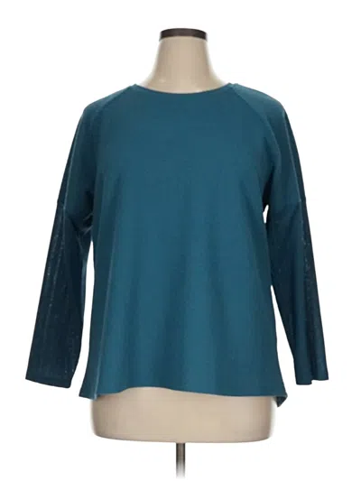 Pre-owned Coldwater Creek 3/4 Sleeve Top Teal Crew Neck Tops